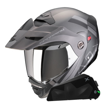 Casque Modular Scorpion ADX-2 Galane Matt Black Silver + Kit bluetooth Exo-Com Link-1C Solo Casque Modular Scorpion ADX-2 Galane Matt Black Silver + Kit bluetooth Exo-Com Link-1C Solo