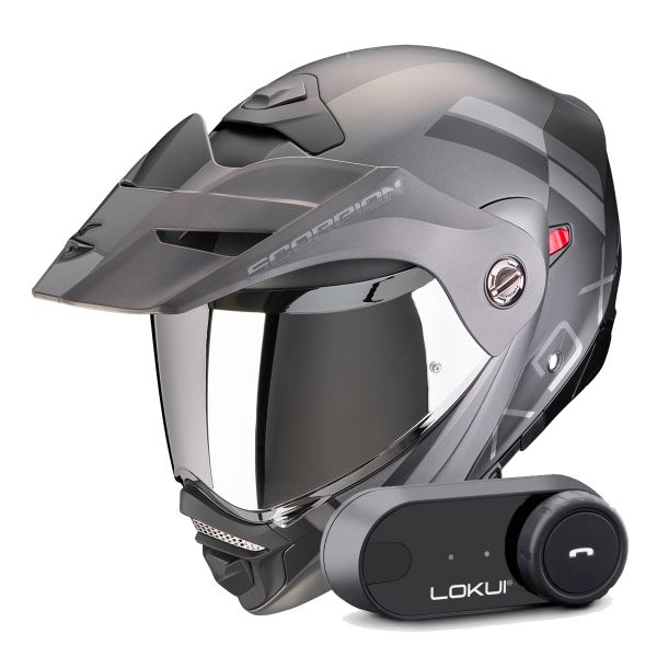 Modular Scorpion ADX-2 Galane Matt Black Silver + Kit Bluetooth Lokui K30