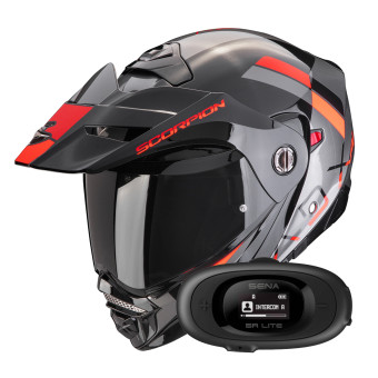 Modular Scorpion ADX-2 Galane Silver Black Red + Kit bluetooth 5R Lite Solo