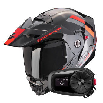 Modular Scorpion ADX-2 Galane Silver Black Red + Kit Bluetooth 5S Solo