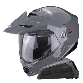 Modular Scorpion ADX-2 Grey Cement + Kit bluetooth Exo-Com Link-1 Solo