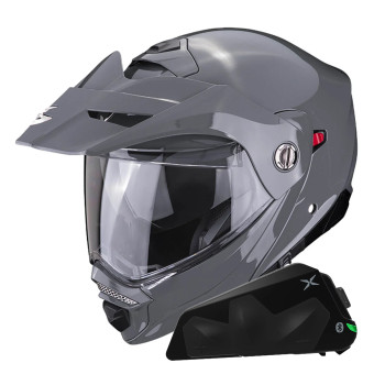 Modular Scorpion ADX-2 Grey Cement + Kit bluetooth Exo-Com Link-1C Solo