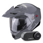Casque Modular Scorpion ADX-2 Grey Cement + Kit Bluetooth Lokui K30
