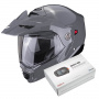 Casque Modular Scorpion ADX-2 Grey Cement + Kit Bluetooth SMH5