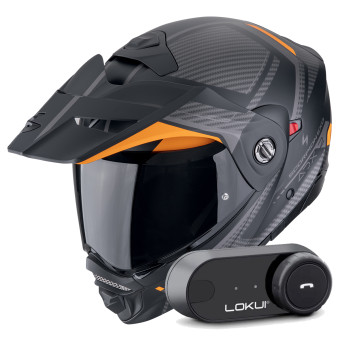 Modular Scorpion ADX-2 Lewis Matt Black Orange + Kit Bluetooth Lokui K30