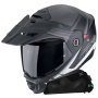 Casque Modular Scorpion ADX-2 Lewis Matt Black Silver + Kit bluetooth Exo-Com Link-1C Solo
