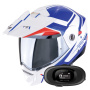 Casque Modular Scorpion ADX-2 Lewis White Blue Red + Kit bluetooth 5R Lite
