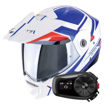 Modular Scorpion ADX-2 Lewis White Blue Red + Kit Bluetooth 5S Solo