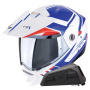 Casque Modular Scorpion ADX-2 Lewis White Blue Red + Kit bluetooth Exo-Com Link-1 Solo