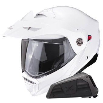 Modular Scorpion ADX-2 White + Kit bluetooth Exo-Com Link-1 Solo