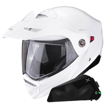 Modular Scorpion ADX-2 White + Kit bluetooth Exo-Com Link-1C Solo