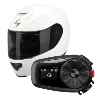 Modular Scorpion EXO 3000 Air Blanco + Kit Bluetooth Sena 5S Solo