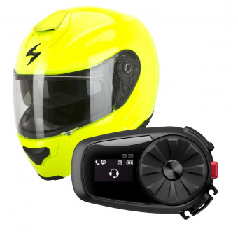 Modular Scorpion EXO 3000 Air Amarillo Fluo + Kit Bluetooth Sena 5S Solo