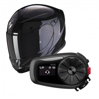 Modular Scorpion Exo 920 Evo Solid Black + Kit Bluetooth Sena 5S