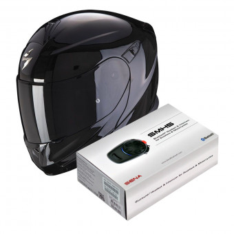 Modular Scorpion Exo 920 Evo Solid Black + Kit Bluetooth Sena SMH5