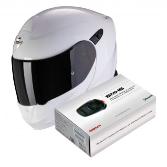 Modular Scorpion Exo 920 Evo Solid White + Kit Bluetooth Sena SMH5