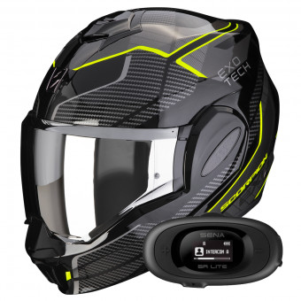 Modular Scorpion Exo Tech Evo Animo Black Neon Yellow + Kit bluetooth 5R Lite
