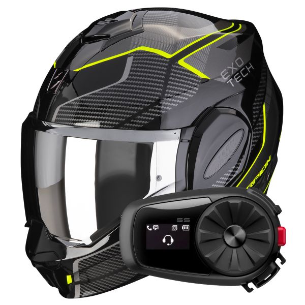 Modular Scorpion Exo Tech Evo Animo Black Neon Yellow + Kit Bluetooth 5S