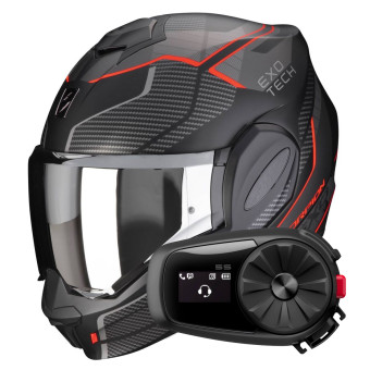 Modular Scorpion Exo Tech Evo Animo Matt Black Red + Kit Bluetooth 5S