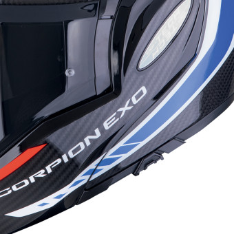 Scorpion Exo Tech Evo Carbon Cosy Black Blue Red + Kit bluetooth 5R Lite