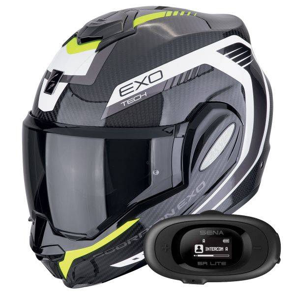 Modular Scorpion Exo Tech Evo Carbon Cosy Black Yellow Fluo + Kit bluetooth 5R Lite