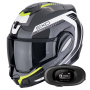 Casque Modular Scorpion Exo Tech Evo Carbon Cosy Black Yellow Fluo + Kit bluetooth 5R Lite