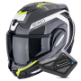 Casque Modular Scorpion Exo Tech Evo Carbon Cosy Black Yellow Fluo + Kit Bluetooth BT Mini