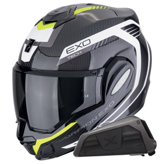 Modular Scorpion Exo Tech Evo Carbon Cosy Black Yellow + Kit bluetooth Exo-Com Link-1