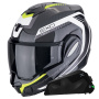 Casque Modular Scorpion Exo Tech Evo Carbon Cosy Black Yellow + Kit bluetooth Exo-Com Link-1C