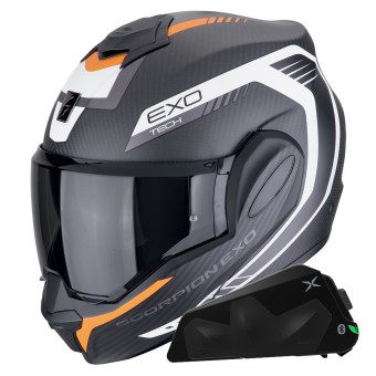 Modular Scorpion Exo Tech Evo Carbon Cosy Matt Black + Kit bluetooth Exo-Com Link-1C