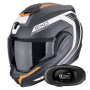 Casque Modular Scorpion Exo Tech Evo Carbon Cosy Matt Black Orange + Kit bluetooth 5R Lite
