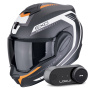 Casque Modular Scorpion Exo Tech Evo Carbon Cosy Matt Black Orange + Kit Bluetooth Lokui K30