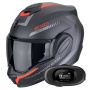 Casque Modular Scorpion Exo Tech Evo Carbon Cosy Matt Black Red + Kit bluetooth 5R Lite