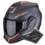 Casque Modular Scorpion Exo Tech Evo Carbon Cosy Matt Black Red + Kit Bluetooth BT Mini