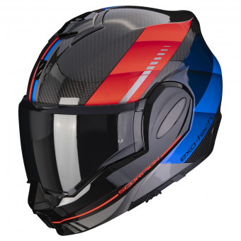 Scorpion Exo Tech Evo Carbon Genus Black Blue Red + Kit bluetooth Exo-Com Link-1C