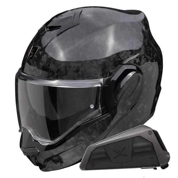 Modular Scorpion Exo Tech Evo Carbon Onyx Black + Kit bluetooth Exo-Com Link-1