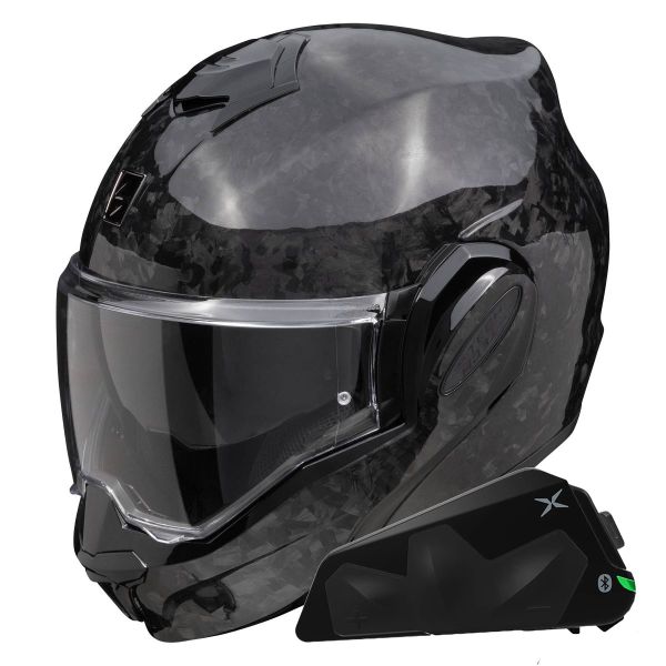 Modular Scorpion Exo Tech Evo Carbon Onyx Black + Kit bluetooth Exo-Com Link-1C