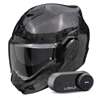 Modular Scorpion Exo Tech Evo Carbon Onyx Black + Kit Bluetooth Lokui K30