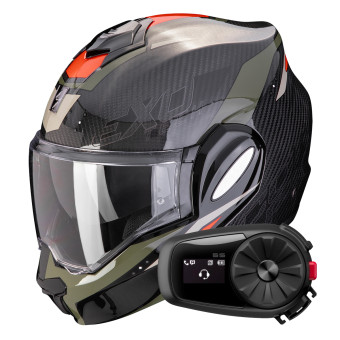 Modular Scorpion Exo Tech Evo Carbon Rover Black Green + Kit Bluetooth 5S Solo