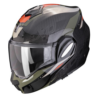 Scorpion Exo Tech Evo Carbon Rover Black Green + Kit bluetooth Exo-Com Link-1