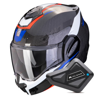 Modular Scorpion Exo Tech Evo Carbon Rover Black Red Blue + Kit Bluetooth BT Mini