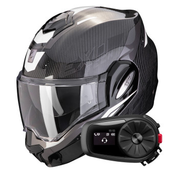 Modular Scorpion Exo Tech Evo Carbon Rover Black White + Kit Bluetooth 5S Solo