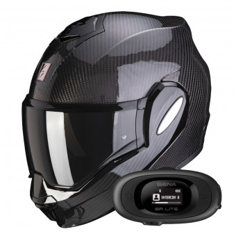 Modular Scorpion Exo Tech Evo Carbon Solid Black + Kit bluetooth 5R Lite