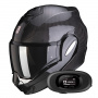 Casque Modular Scorpion Exo Tech Evo Carbon Solid Black + Kit bluetooth 5R Lite