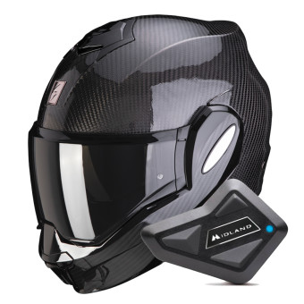Modular Scorpion Exo Tech Evo Carbon Solid Black + Kit Bluetooth BT Mini