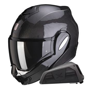 Modular Scorpion Exo Tech Evo Carbon Solid Black + Kit bluetooth Exo-Com Link-1