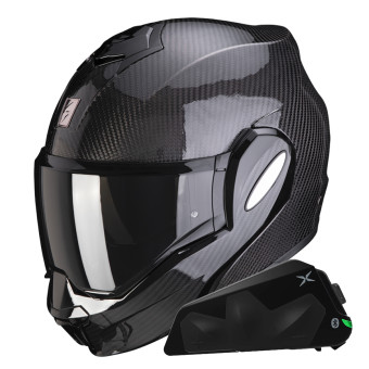 Modular Scorpion Exo Tech Evo Carbon Solid Black + Kit bluetooth Exo-Com Link-1C