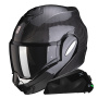 Casque Modular Scorpion Exo Tech Evo Carbon Solid Black + Kit bluetooth Exo-Com Link-1C