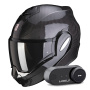 Casque Modular Scorpion Exo Tech Evo Carbon Solid Black + Kit Bluetooth Lokui K30