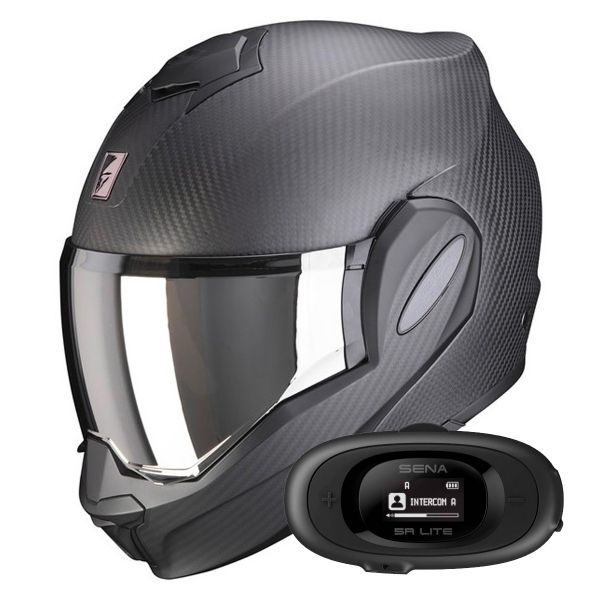 Modular Scorpion Exo Tech Evo Carbon Solid Matt Black + Kit bluetooth 5R Lite